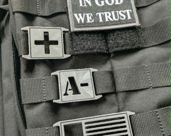 Tactical MOLLE Blood Type and Flag Tags