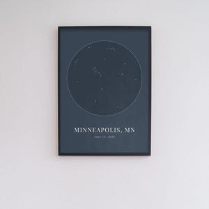 Minneapolis Star Map by Date, Custom Night Sky Print, Anniversary Star Map Gift, Personalized Celestial Wall Art