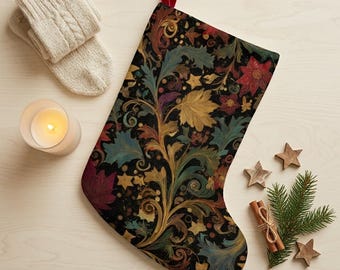 Julstrumpa, Gustav Klimt-inspirerad 28 x 43 cm fleece, mysiga juldekorationer, Cottagecore-julklappar