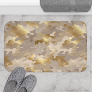 Bath Mat, Unique Cute Bathroom Rug Mat, Colorful Shower Bathmat, Boujie Camo Bathroom Accessories, Hunting Season Decor