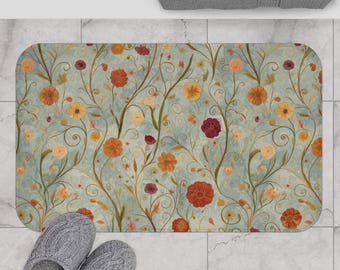 Bath Mat, Gustav Klimt Inspired Unique Cute Bathroom Rug Mat, Colorful Shower Bathmat, Pretty Bathroom Accessories, Indoor Decor