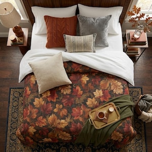 Couette, couvre-lit léger et confortable, impression recto, polyester, action de grâces automne vacances automne