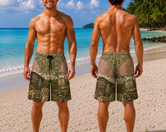 Personalized Duck Hunt Beach Shorts Funny Speedo Illusion Swim Trunks Unique Birthday Gift For Dad Camo Hunting Summer Vacation Swimsuit !