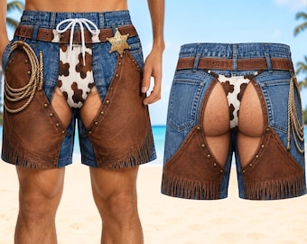 Custom Cowboy Beach Shorts, Funny Western Swim Trunks for Men, Father's Day Gift, Dad Beach Vacation Outfit, Summer Pool Party Fun Dad