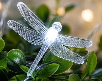 Dragonfly Fairy String Lights, Battery Operated LED Decorative Lights, Warm White Dragonfly Garland for Bedroom, Garden, Wedding
