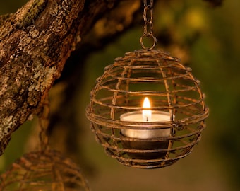 4PC Solar Hanging Lantern Outdoor Waterproof Iron Tea Color Globe LED Garden Patio Light,Rustic Solar Garden Decor, Pergola Wedding Lighting