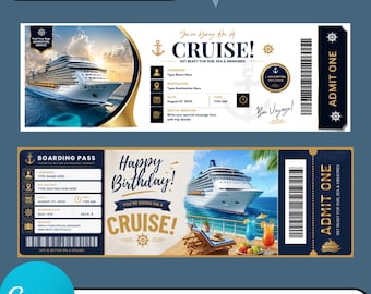 Vorlage für ein bearbeitbares Kreuzfahrtticket | Ausdruckbares Überraschungsticket für eine Kreuzfahrt | Geschenkticket | Bordkarte für eine Kreuzfahrtüberraschung | Kreuzfahrturlaub