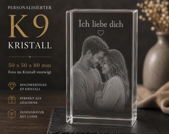 Foto im Kristallglas verewigt – Personalisierte 3D Lasergravur mit eigenem Bild | Geschenk für Mama, Papa, Partner & Haustier