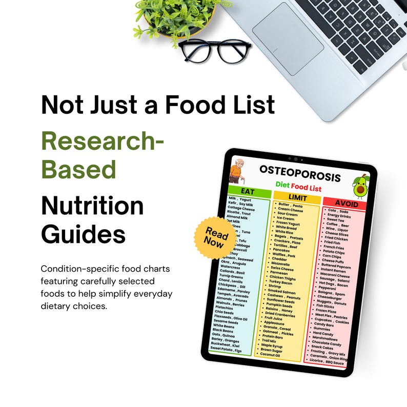 Osteoporosis Food List Printable, Osteoporosis Meal Plan PDF, Calcium ...