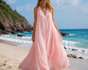 Sleeveless Maxi Dress, Flowy Long Summer Dress for Women, Casual Everyday Maxi, Holiday Dress, Beach Cover Up, Lightweight Summer Style