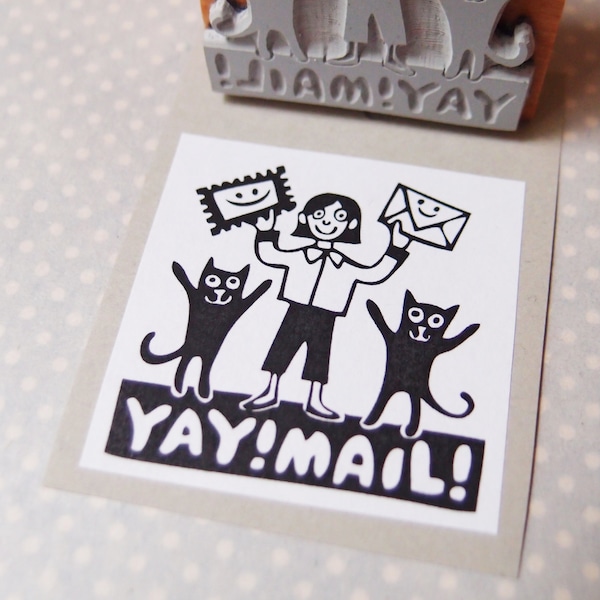 stamp Yay mail cat 