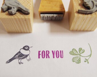 Stempel Set Kleeblatt, Vogel "For you"