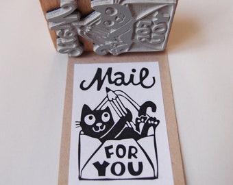 Stamp "mail for you" funny cat stamp envelope