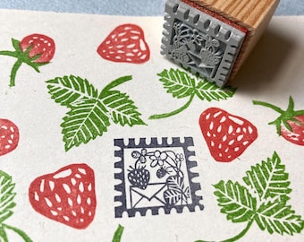postage rubberstamp stamp strawberry