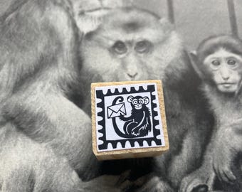 postage rubberstamp stamp monkey