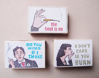 illustrated matchbox set smoke Bernhardt, Wilde & Beverly Hills