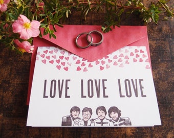 card love love love, beatles for wedding or valentine