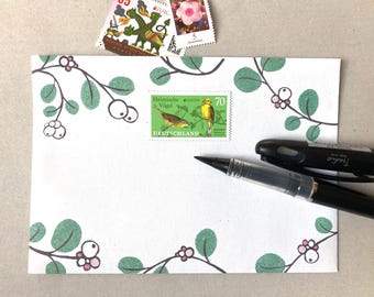 Set of 10 illustrated envelopes "orange"