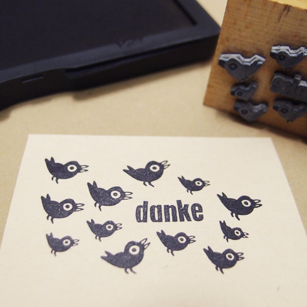 Stempel "Danke" Vogelschwarm