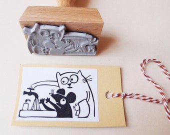 Stamp wash your hands cat & mouse stamp