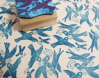 deko stamp birds with mail
