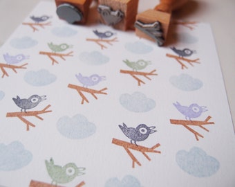 stamp set bird, branch, cloud