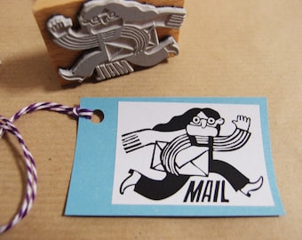 Stempel "Mail" Frau mit Brille