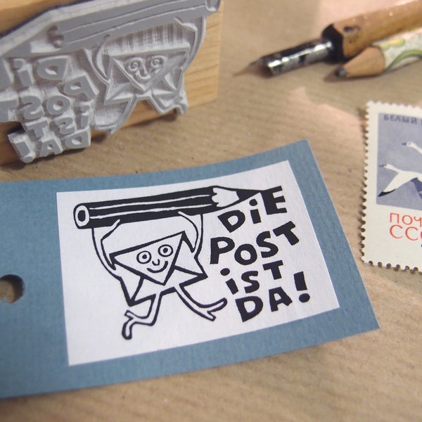 Stempel "Die Post ist da" Briefumschlag