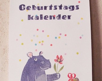 perpetual calendar illustrated brithday calendar with animals illustration