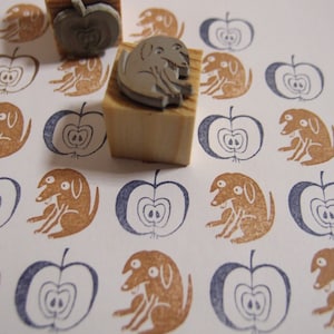 stamp set dog, apple paws off rubberstamps