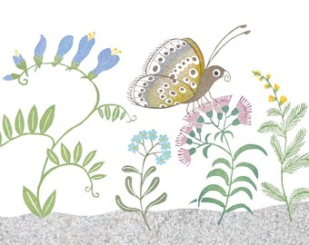 card butterfly flowers