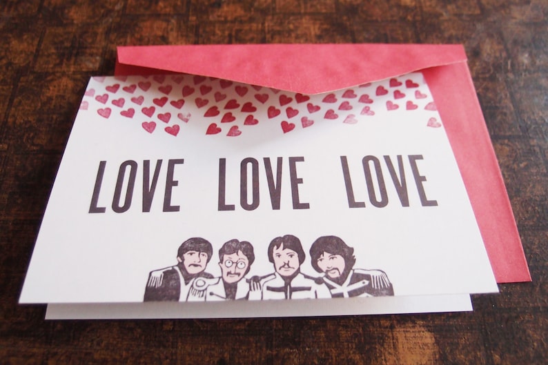 beatles for wedding or valentine card love love love