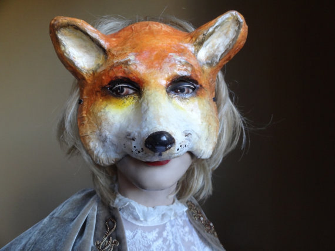 Halloween Mask, Paper Mache Animal Mask Fox Mask Fox Costume Etsy