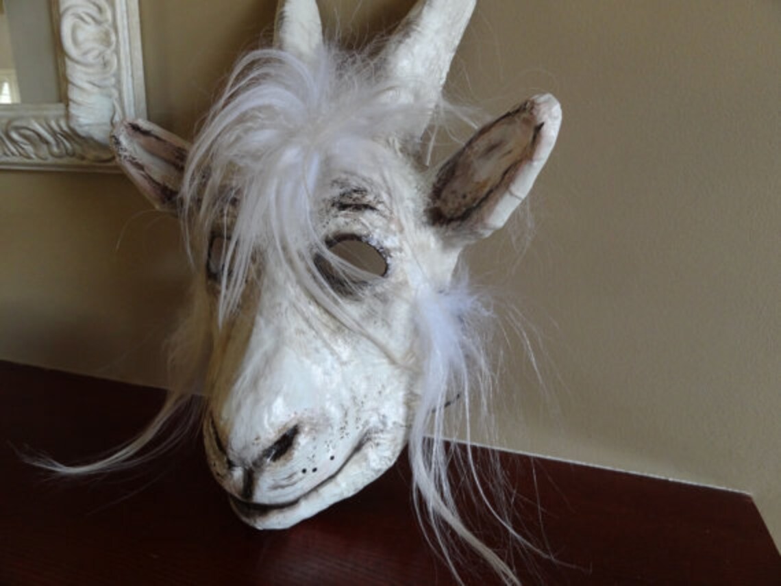 Goat Mask Halloween Mask Goat Costume Paper Mache Goat Mask Etsy