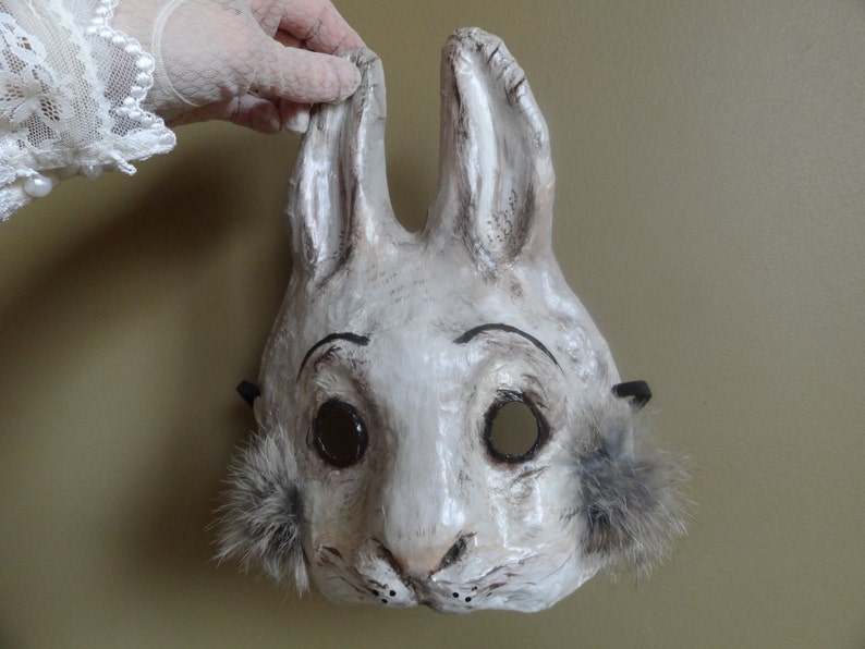 Paper animal masks Paper mache rabbit mask hare mask image 5