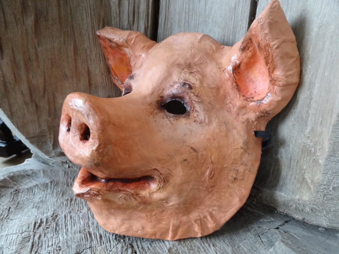 Animal Mask, Pig Mask, Pig Costume, Paper Mache Mask, Masquerade Mask