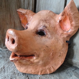 Animal mask, pig mask, pig costume, paper mache mask, masquerade mask, Halloween mask, Mens masquerade