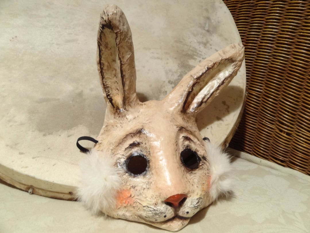 Yellow Rabbit Paper Mask Handmade Paper Mache Rabbit Mask - Etsy