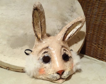 Paper animal masks Paper mache rabbit mask hare mask