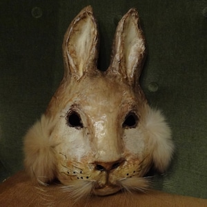 Therian Maske, Kaninchenmaske, Hasenmaske, Karneval tragen, Erwachsenenmaske, Quadrobics, Kaninchenkostüm, Halloweenmaske, Halloweenkleidung, Pelzmaske