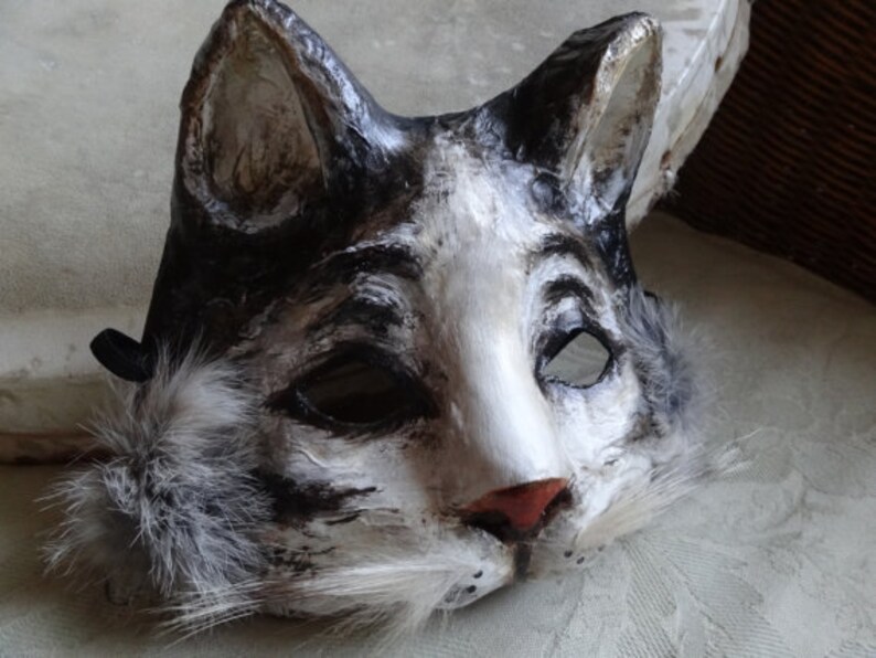 Paper mache cat mask animal mask Etsy
