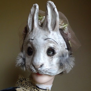 Paper animal masks Paper mache rabbit mask hare mask image 1