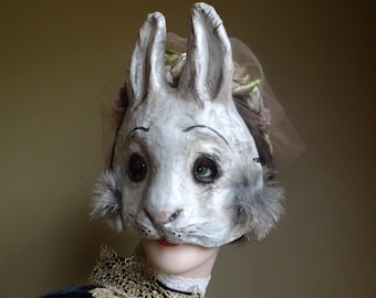 Paper animal masks Paper mache rabbit mask hare mask