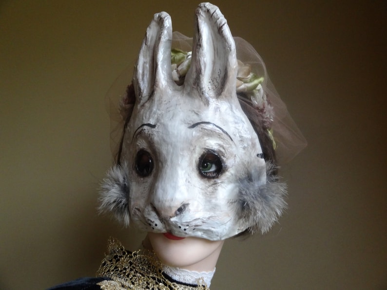 Paper animal masks Paper mache rabbit mask hare mask image 1