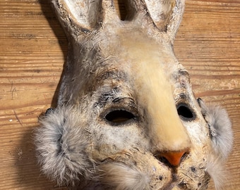 Papier Mache Rabbit Mask, Furry Costume, Carnival Wear