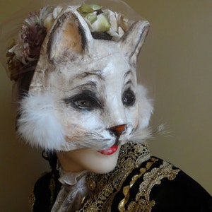 True Romance Paper Mache White Cat Mask Cat Costume Kitty Mask