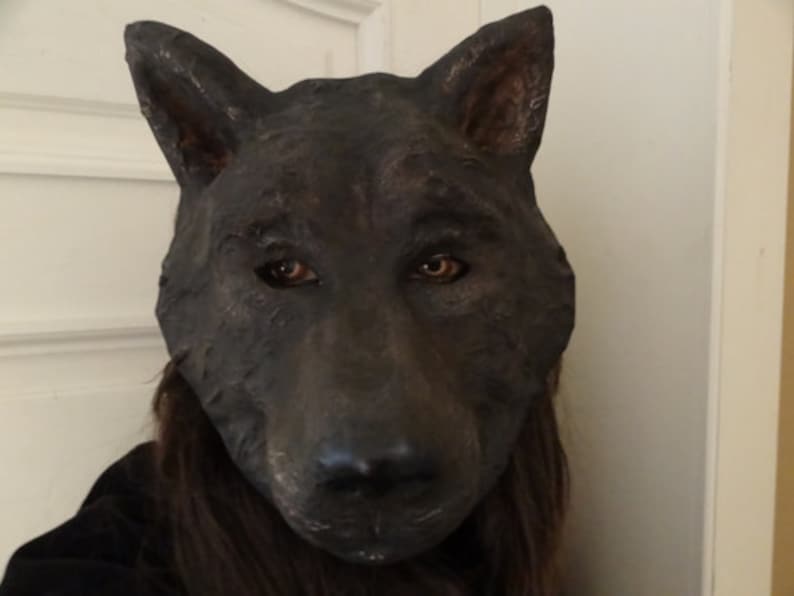 Halloween Mask Wolf Mask Black Dog Mask Paper Wolf Mask Paper | Etsy