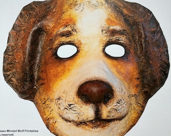 DOG Mask, Halloween Mask, PDF Instant Download , Animal Mask, Printable Mask, Kid Costume, Halloween Costume, DIY Mask, Dog Costume