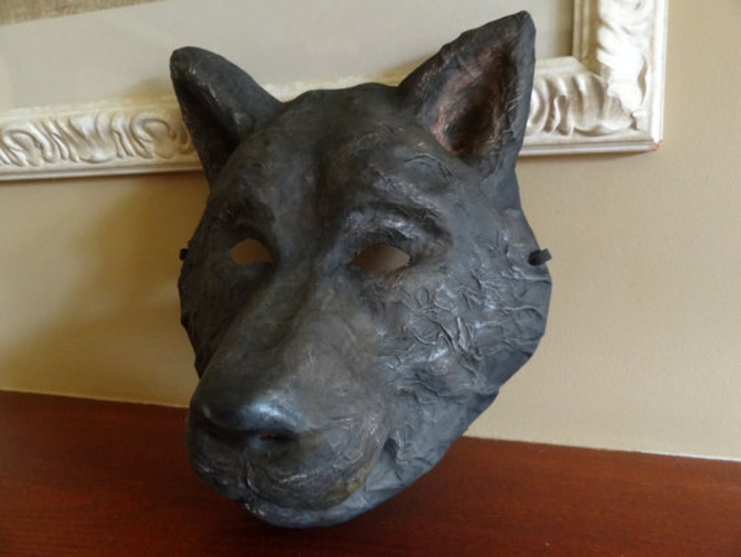 Halloween Mask Wolf Mask Black Dog Mask Paper Wolf Mask Paper - Etsy
