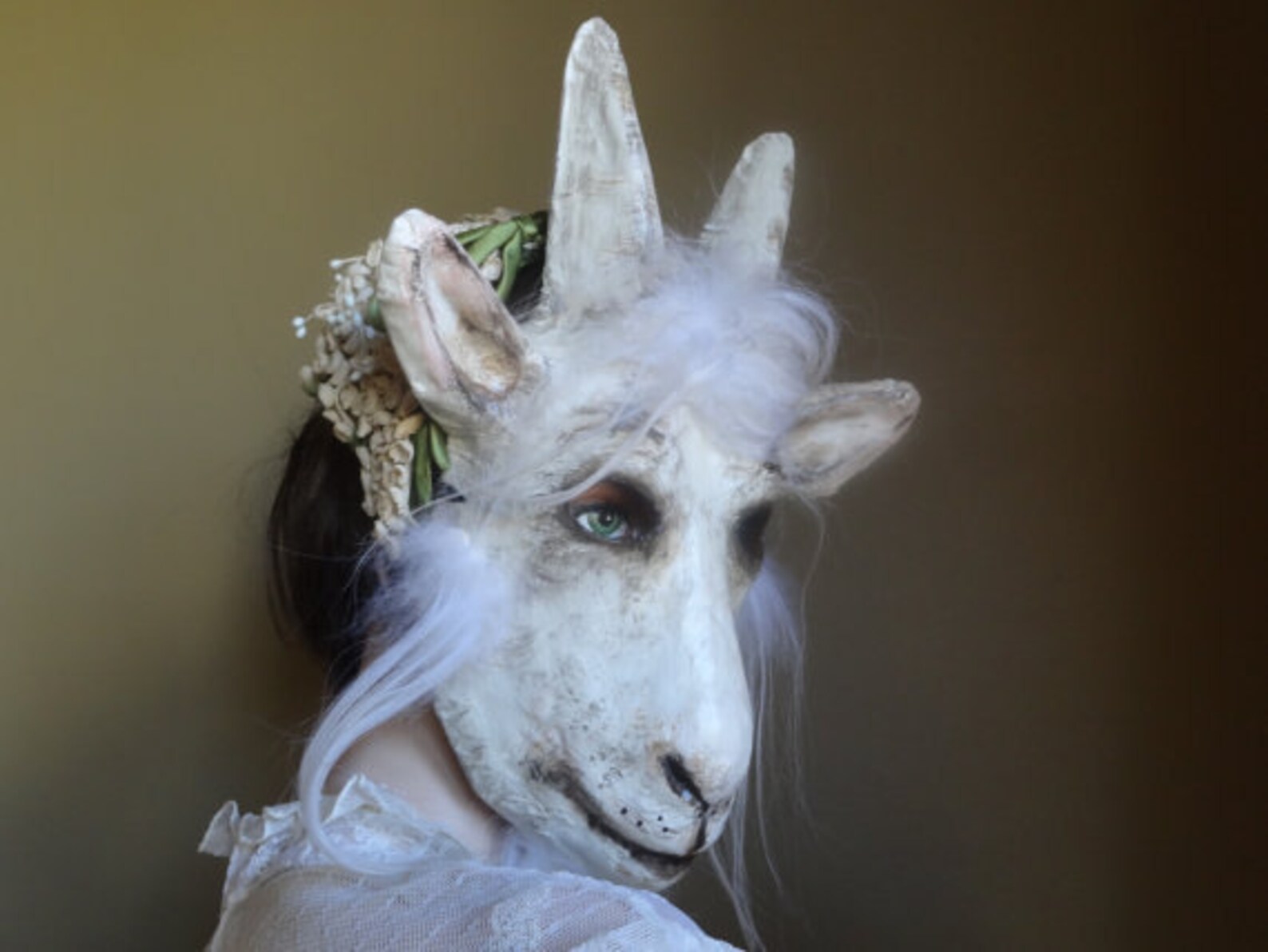 Goat Mask Halloween Mask Goat Costume Paper Mache Goat Mask Etsy